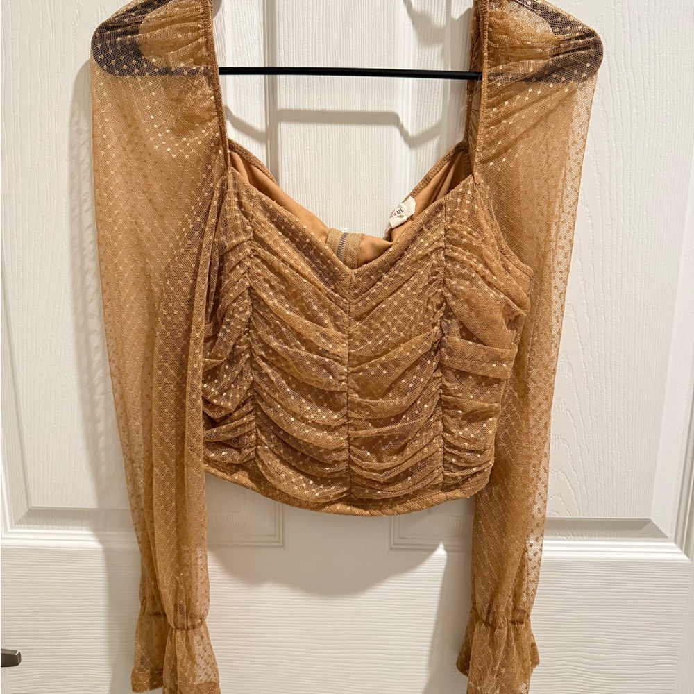 Elegant Brown Ruched Women's Top